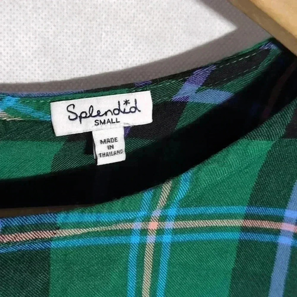 Splendid Green and Purple plaid Top sz S - Picture 2 of 4
